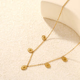 6.2*8.4mm Five-Pointed Star Elliptical Pendant 0.35mm Cross Chain Round Tassel Pendant Necklace Gold