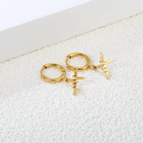 Wire 1.6x11mm O.D. earrings + 11.9*10mm circle with lightning bolt pendant earrings steel color/golden