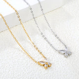 8.8*9.1mm Butterfly Sticky White Diamonds Pendant 0.35 Cross Necklace 45+5cm+6mm Round Plaque Necklace Steel/Gold Large Size 12mm White Diamonds