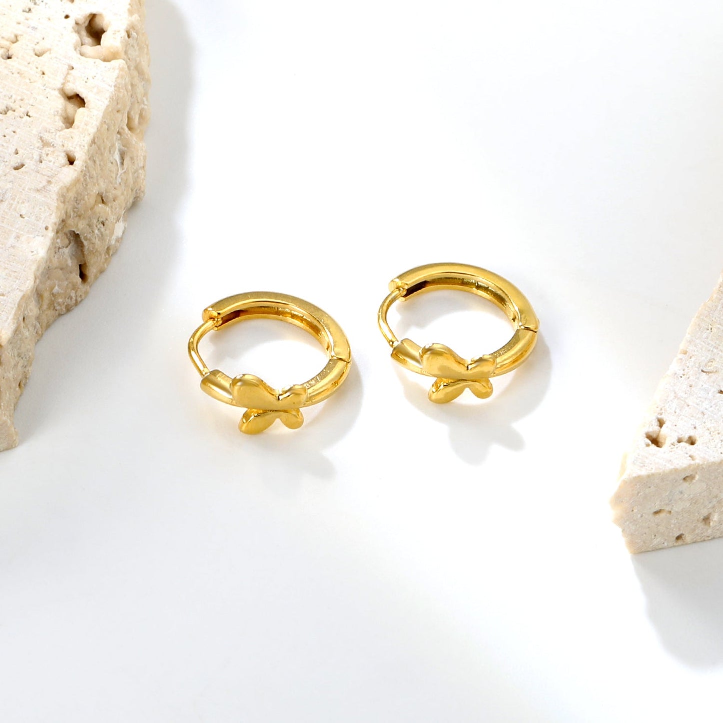 6.2 x 6.4mm Polished Butterfly, Ear Hook 2.2 x Inner Diameter 10mm, Earrings, Gold asonjewelry