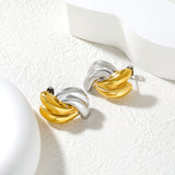 17.2mm x 26.7mm Two-Tone Twisted Earrings, Two-Tone Gold