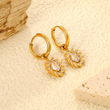 Wire 2*OUTSIDE DIAMETER 14.1mm EAR BUTTONS+10.2*12mm LACE OVAL WHITE REAL ZIRCONI BAND CNC DIAMONDED WHITE ZIRCONI RINGS EARRINGS Gold color