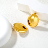 26*34mm Polished Hollow Pigeon Egg Stud Earrings, Gold