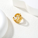 19.7mm Irregular Wavy Open Ring Gold 8