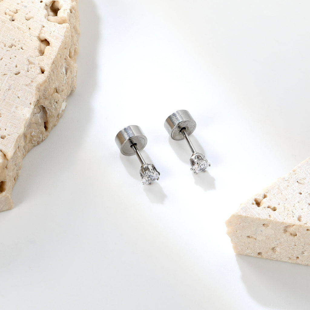 12 pair 3-5mm steel color/gold/rose gold pat plug earrings