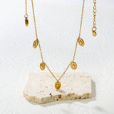 6.2*8.4mm Five-Pointed Star Elliptical Pendant 0.35mm Cross Chain Round Tassel Pendant Necklace Gold