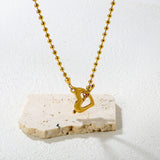 3mm Bead Chain 40cm Heart-Shaped T-Closure Necklace, Gold