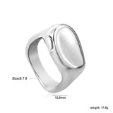 18K Gold Plated Stainless Steel Square Open Ring - Oval Design Sleek Statement Jewelry