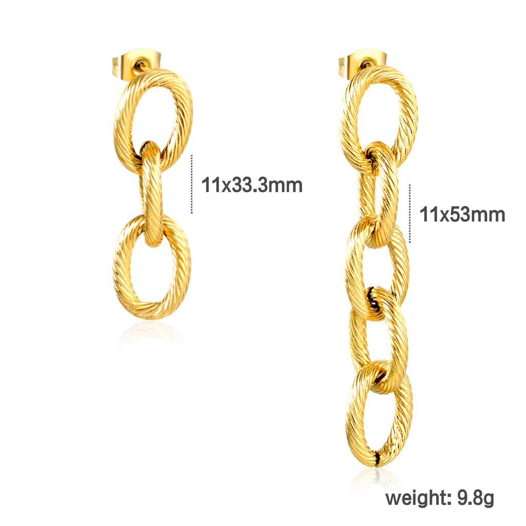 11*33.3mm 3 links +11*53mm 5 links chain AB style earrings gold color