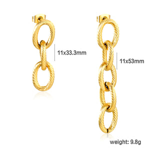 11*33.3mm 3 links +11*53mm 5 links chain AB style earrings gold color