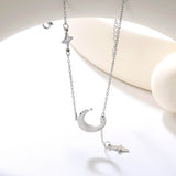 18.4*17mm moon+8.4*13.3mm star accessories 4cm tassel 42+5cm necklace steel/golden