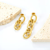 11*33.3mm 3 links +11*53mm 5 links chain AB style earrings gold color