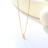 4.5*7.4mm Square White/Purple/Champagne Zircon Pendant 0.3 Cross Chain 40+5cm+6mm Round Tail Plaque Necklace GOLDEN