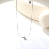 5mm Six Claws Round White Diamond Pendant 40+5cm+6mm Round Tail Plaque Necklace Steel/Golden