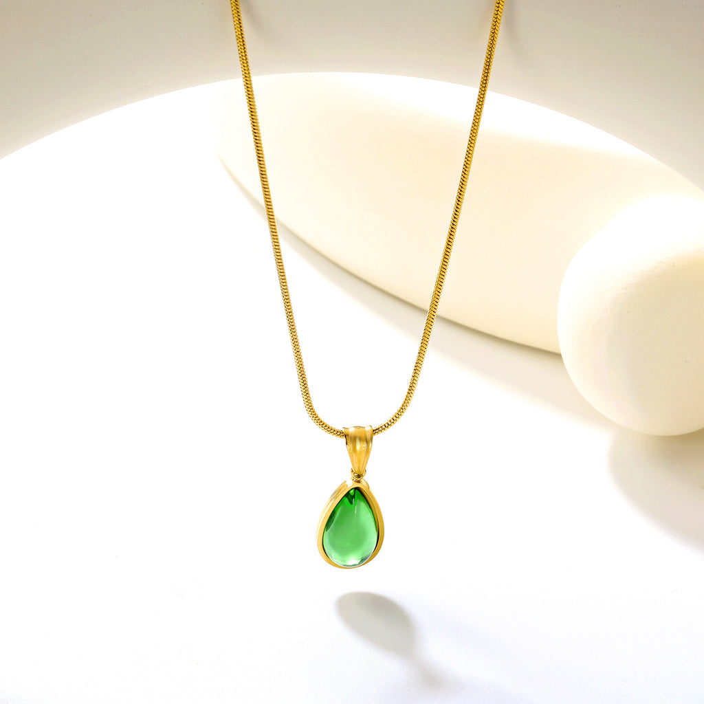 5mm Six Claws Round White Diamond Pendant 40+5cm+6mm Round Tail Plaque Necklace Steel/Golden