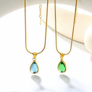 5mm Six Claws Round White Diamond Pendant 40+5cm+6mm Round Tail Plaque Necklace Steel/Golden