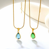 5mm Six Claws Round White Diamond Pendant 40+5cm+6mm Round Tail Plaque Necklace Steel/Golden