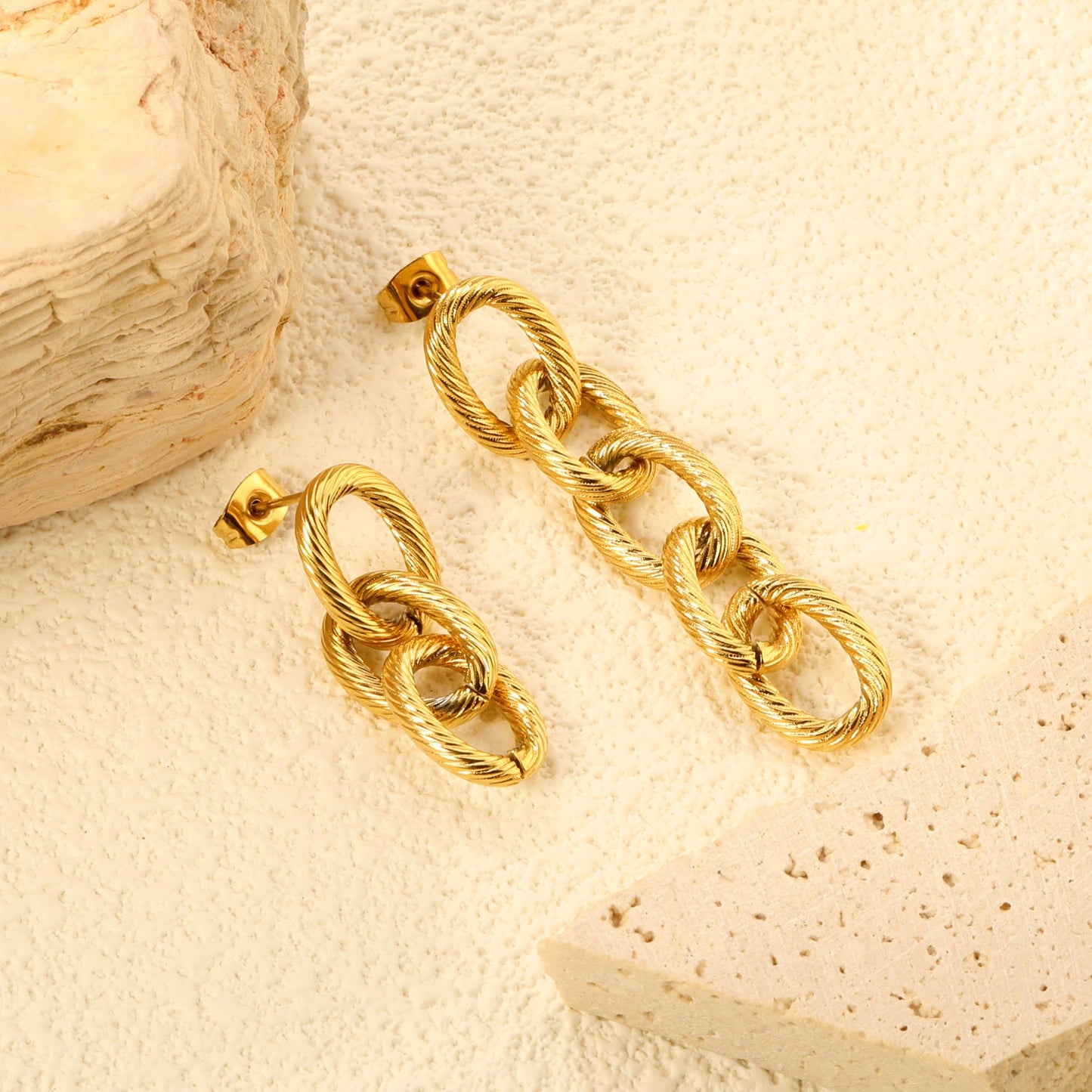 11*33.3mm 3 links +11*53mm 5 links chain AB style earrings gold color asonjewelry