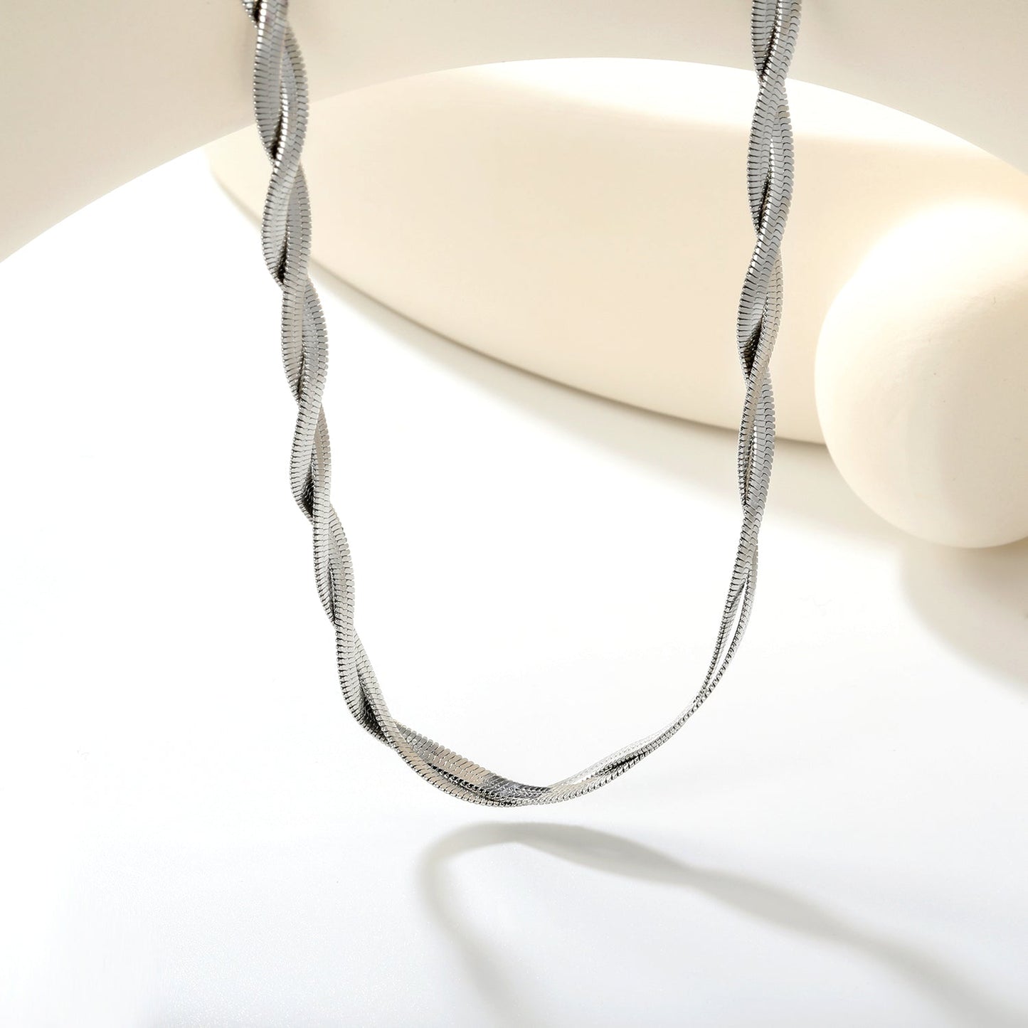 5.9mm*45+5cm Crossed Double Strand Necklace Steel/Golden asonjewelry