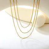 Sweater Chain 0.9 Round Snake 50+60+70cm+5cm+6mm Round Tail Plate Necklace Steel/Golden