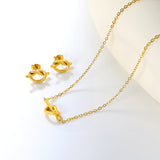 Knotting Set Gold Earrings: 16.8*8.6mm Pendant: 16.8*8.6mm0.35 Cross Link Chain 42+5cm+6mm Round Tail Plaque