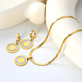 Round Cake Portrait Set Gold Earrings: 20.2mm Pendant: 20.2mm3.2 Push Dense Chain 42+5cm