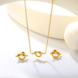 Knotting Set Gold Earrings: 16.8*8.6mm Pendant: 16.8*8.6mm0.35 Cross Link Chain 42+5cm+6mm Round Tail Plaque