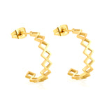 4.5*20mm Openwork Diamond C-Shaped Stud Earrings in Gold