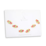 3 pairs of 5*9mm candy stud earrings in gold