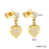 4mm Round Diamond & 8mm Heart Stud Earrings in Gold
