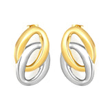 21.5mm*33.3mm Double-Ring O-Shape Stud Earrings, Two-tone Gold