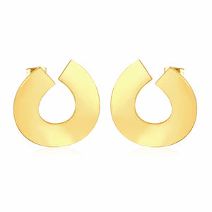 29*30mm Polished Irregular C-Shaped Stud Earrings in Gold