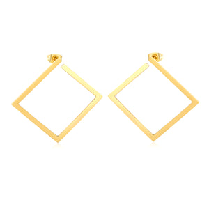 29.3mm Openwork Irregular Square Stud Earrings, Gold