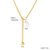 13mm iridescent shell bead 7mm steel bead 2.0mm square snake chain 65cm sweater chain, gold