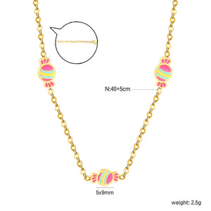 5*9mm Candy Pendant 0.35mm Cross Chain Round Tag Necklace Gold