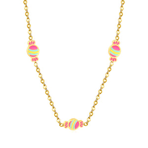 5*9mm Candy Pendant 0.35mm Cross Chain Round Tag Necklace Gold