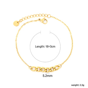 5mm NK Chain: 25mm Chain Accent 0.4 Cross Chain Round Tag Bracelet Gold