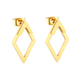 12.5*21.2mm Geometric Diamond Double-Wear Stud Earrings in Gold