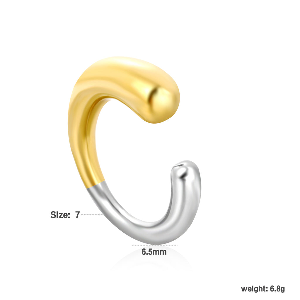 C-Shaped Elegant Thick Mixed-Color Open Ring