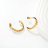 4.5*20mm Openwork Diamond C-Shaped Stud Earrings in Gold