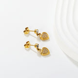 4mm Round Diamond & 8mm Heart Stud Earrings in Gold