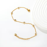 5mm 6x Round Disc Diamond Bead 19+3cm + 6mm Round End Cap Bracelet, Gold