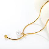 13mm iridescent shell bead 7mm steel bead 2.0mm square snake chain 65cm sweater chain, gold