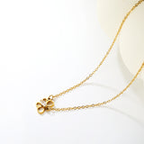 Openwork Butterfly with Marquise-Cut White Zirconia Pendant 0.4mm Cross Chain Round Tassel Pendant Necklace Gold