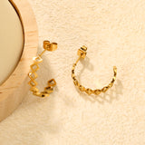 4.5*20mm Openwork Diamond C-Shaped Stud Earrings in Gold