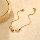 7*9mm pear-shaped white/blue diamonds, 7mm round white diamond, cross chain 18+3cm + 6mm round pendant tag, bracelet, gold