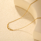 4*25mm Smiling Cat's Eye Stone 0.4mm Cross Chain Round Tassel Pendant Necklace Gold