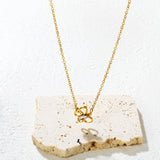 Openwork Butterfly with Marquise-Cut White Zirconia Pendant 0.4mm Cross Chain Round Tassel Pendant Necklace Gold