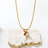 Windmill Drip Oil Pendant with Diamonds 1.3mm Round Snake Chain Round End Cap Necklace Gold