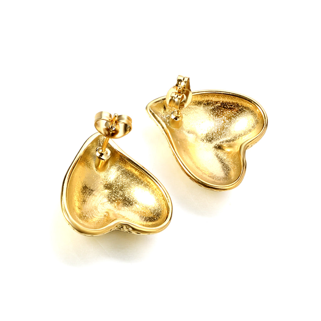 Inverted Peach Heart Pitted Face Earrings 19.7*21mm
